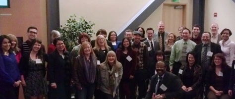 Students graduating from CSUEB’s Paralegal Studies Certificate program celebrate together at Dec. 12 event. 